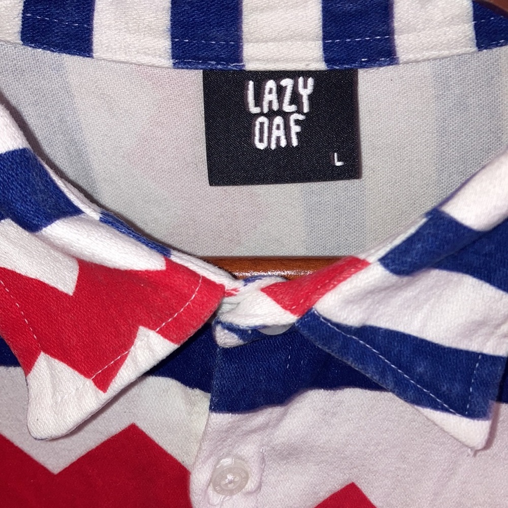 Lazy Oaf Red White & Blue Jagged Stripe Long Slee… - image 3